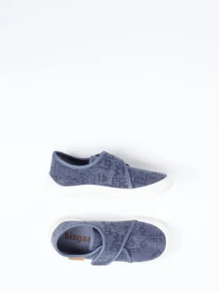 Bisgaard – Klett-Halbschuh aus Textil in Jeansblau