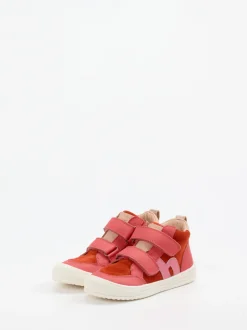 Bisgaard – Klett-Sneaker aus Veloursleder Korallenrot