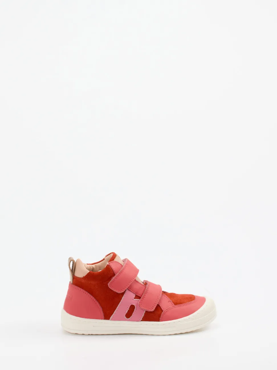 Bisgaard – Klett-Sneaker aus Veloursleder Korallenrot