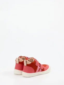 Bisgaard – Klett-Sneaker aus Veloursleder Korallenrot