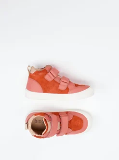 Bisgaard – Klett-Sneaker aus Veloursleder Korallenrot