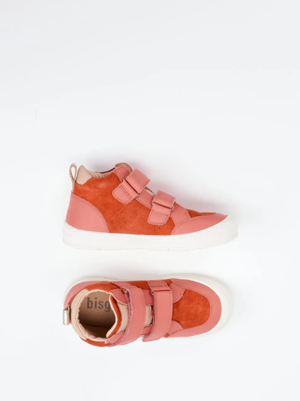 Bisgaard – Klett-Sneaker aus Veloursleder Korallenrot