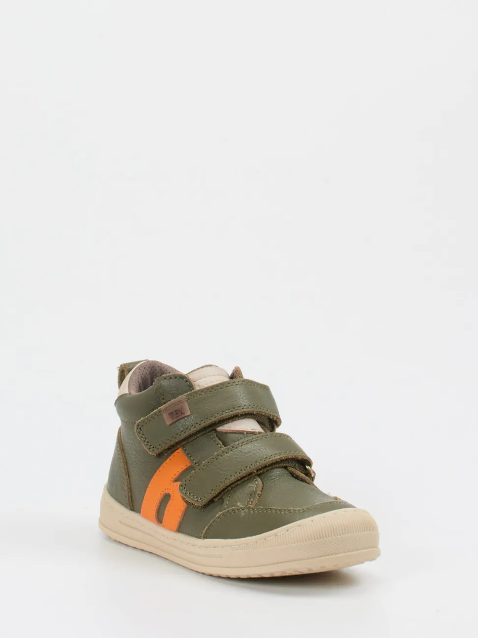 Bisgaard – Klett-Sneaker aus Kalbleder Olivgrün