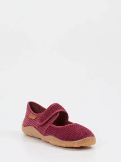 Bisgaard – Mary Janes aus Cordstoff in Brombeerrot