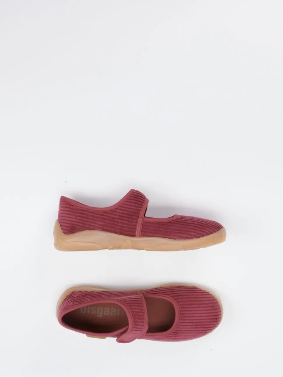 Bisgaard – Mary Janes aus Cordstoff in Brombeerrot