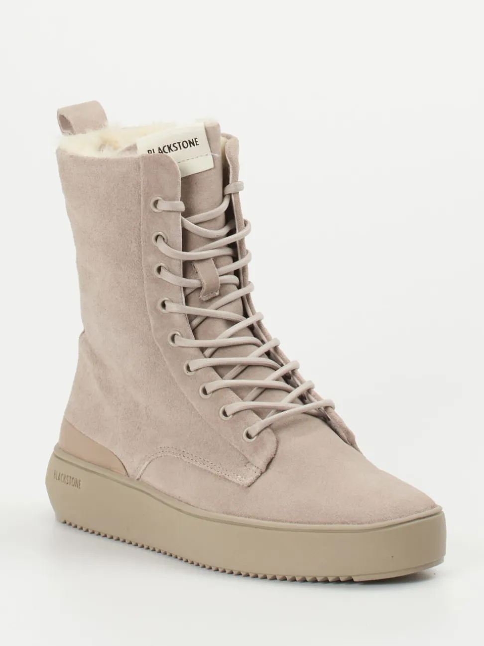 Blackstone – Schnürboots aus Veloursleder taupe