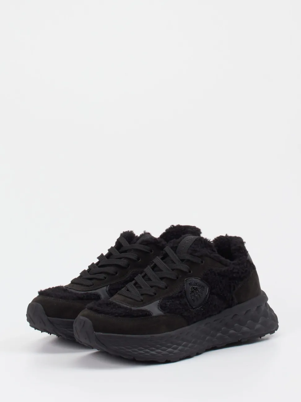 Blauer – Chunky Sneaker aus Veloursleder schwarz