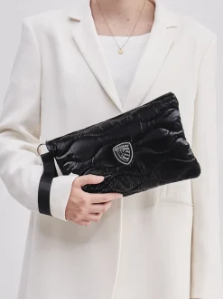 Blauer – Clutch aus Textil in Schwarz glänzend