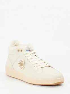 Blauer – Mid-Top Sneaker aus Kalbleder cremeweiß