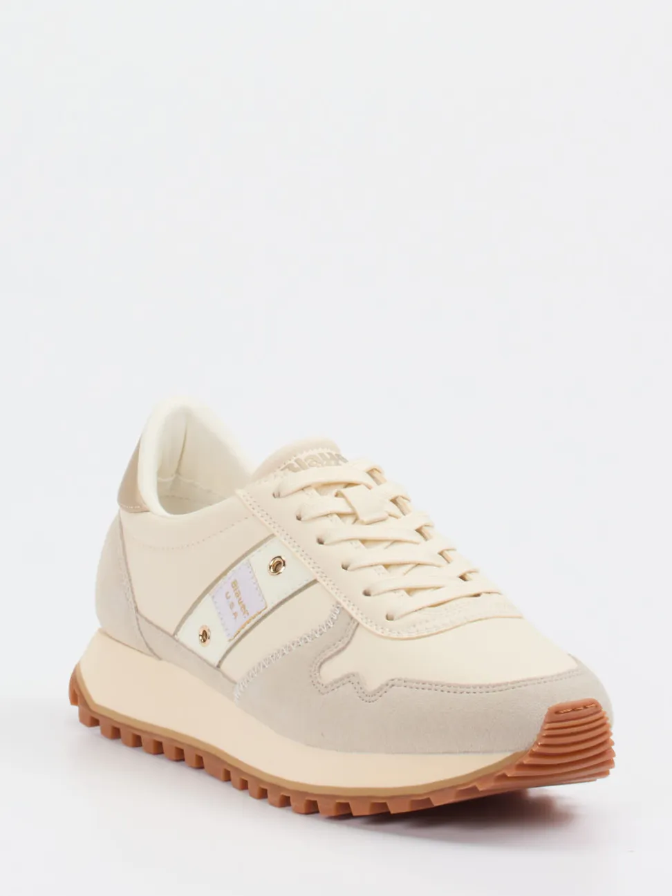 Blauer – Retro Runner aus Veloursleder beige