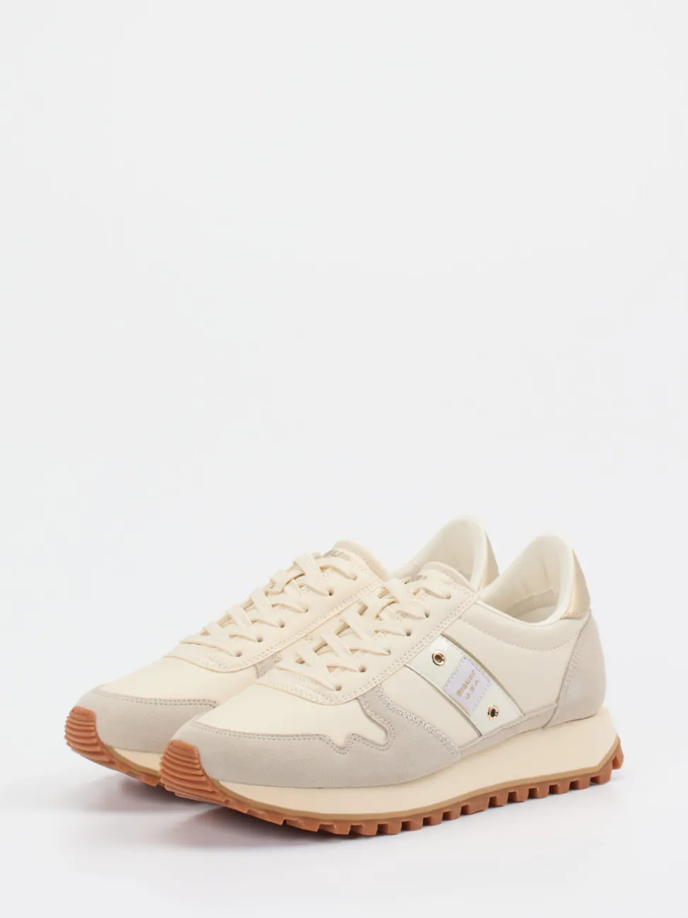 Blauer – Retro Runner aus Veloursleder beige