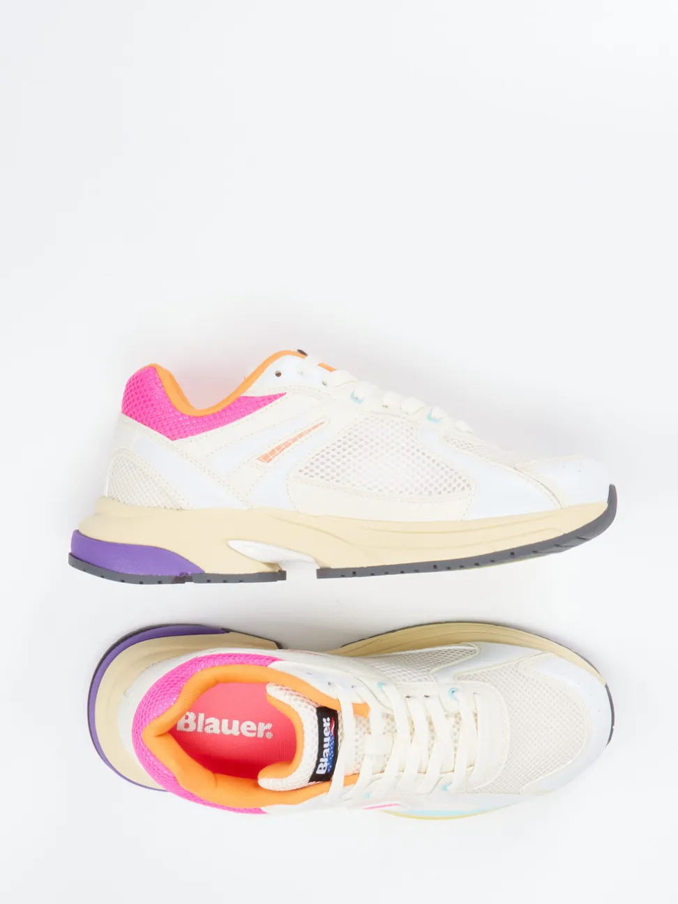 Blauer – Retro-Sneaker aus Textil in Cremeweiß