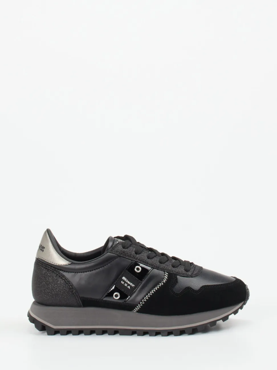 Blauer – Retro-Sneaker aus Veloursleder Schwarz