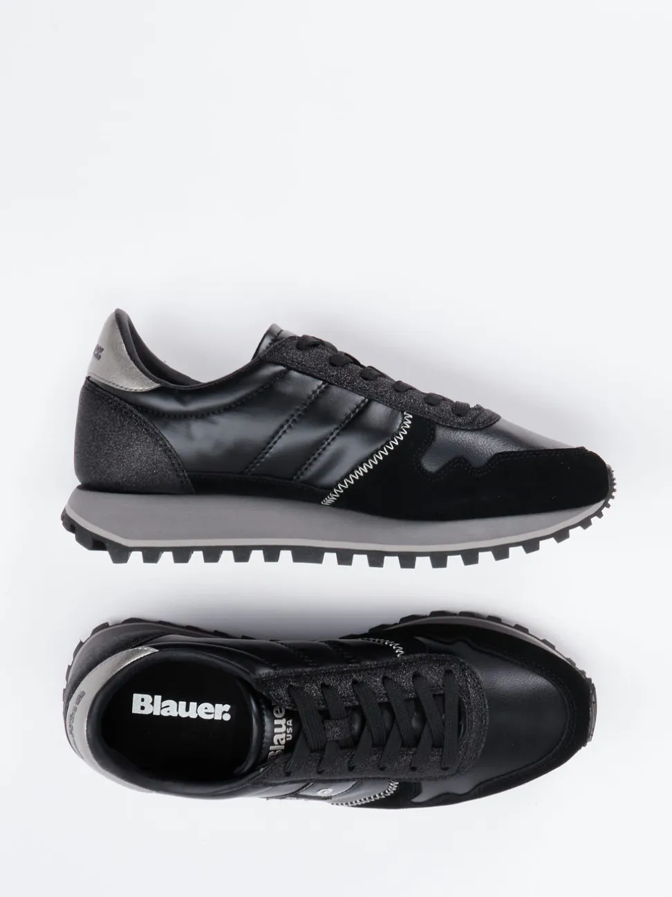 Blauer – Retro-Sneaker aus Veloursleder Schwarz