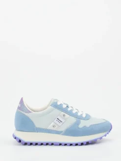 Blauer – Retro-Sneaker aus Veloursleder Pastellblau