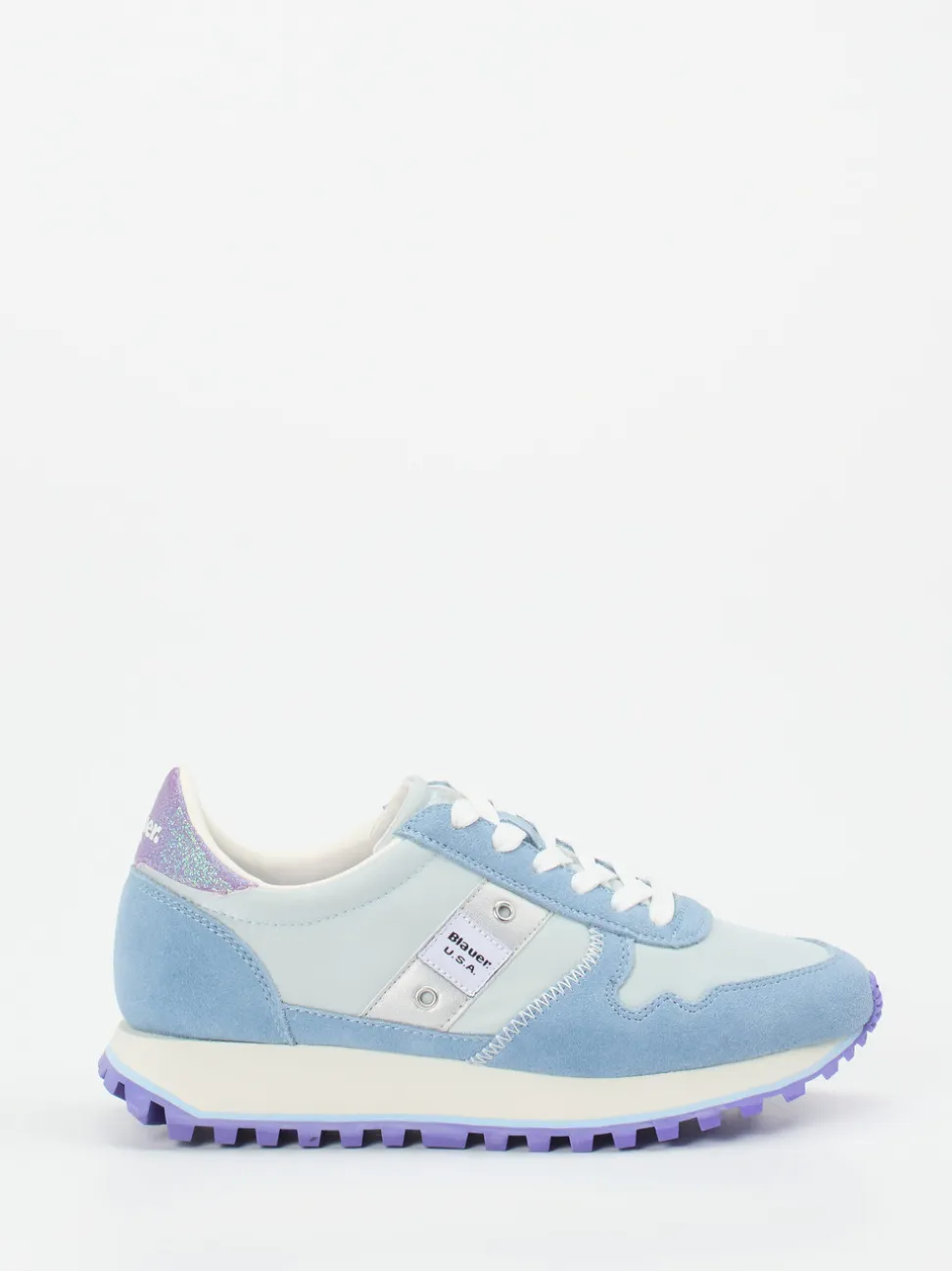 Blauer – Retro-Sneaker aus Veloursleder Pastellblau