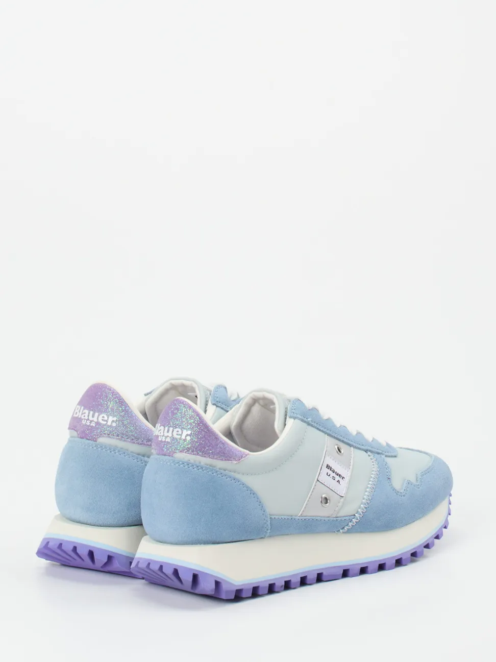 Blauer – Retro-Sneaker aus Veloursleder Pastellblau