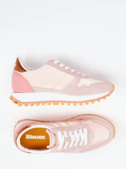 Blauer – Retro-Sneaker aus Veloursleder in Rosa