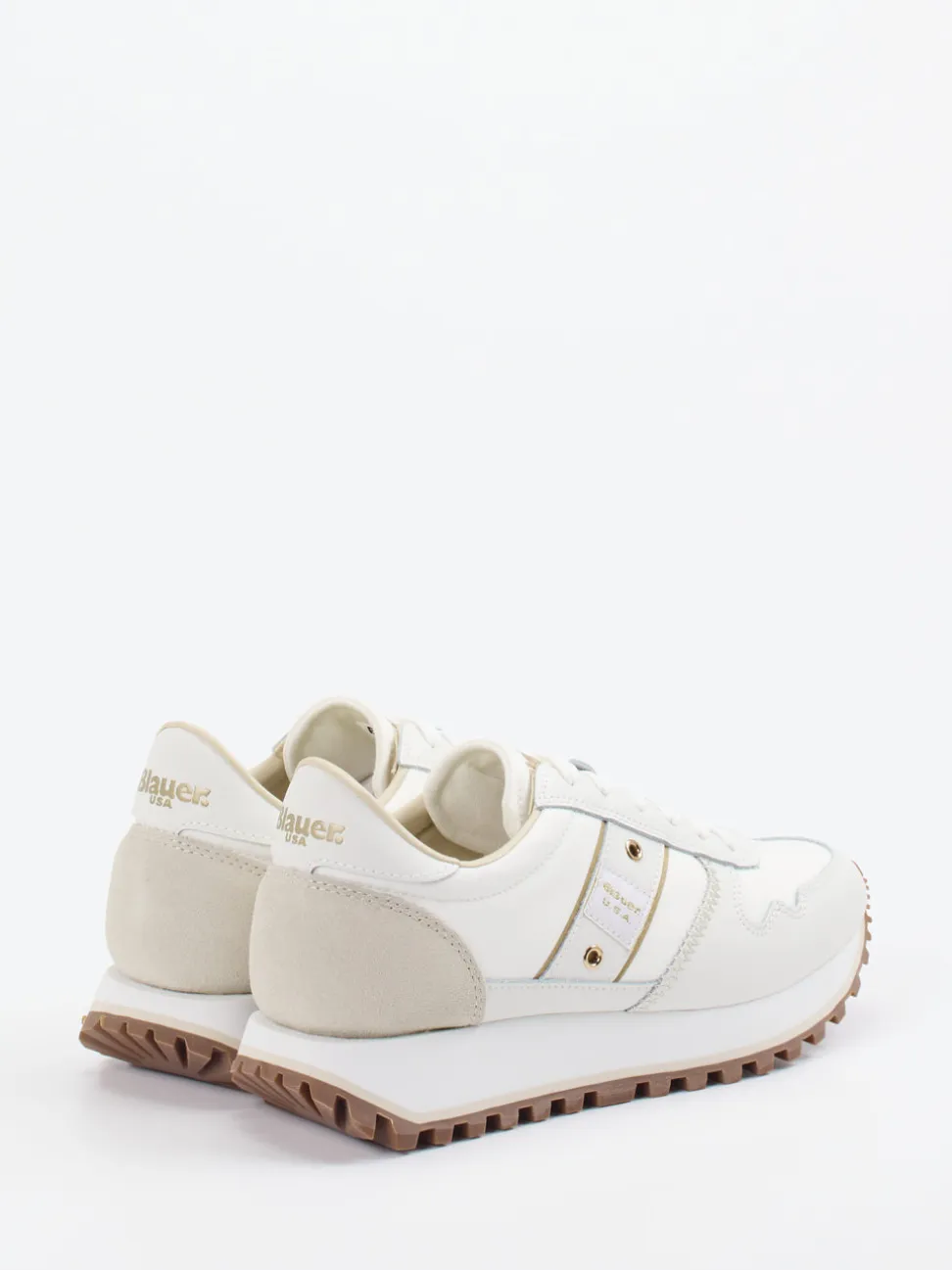 Blauer – Retro-Sneaker aus Veloursleder Off-White