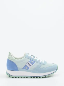 Blauer – Retro-Sneaker aus Veloursleder Pastellblau