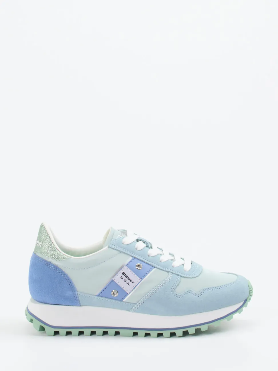 Blauer – Retro-Sneaker aus Veloursleder Pastellblau