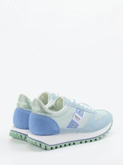 Blauer – Retro-Sneaker aus Veloursleder Pastellblau