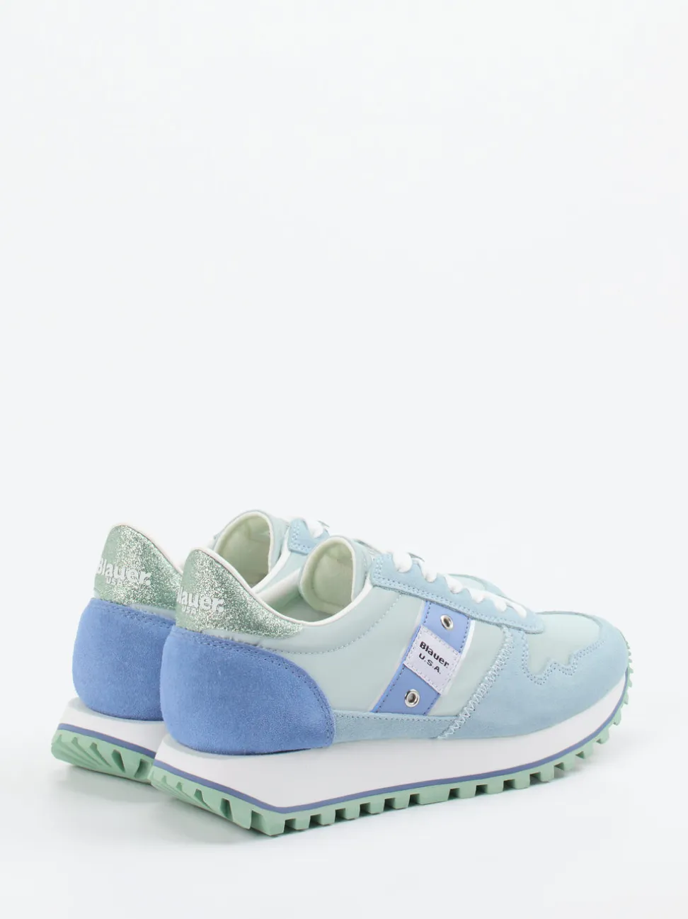 Blauer – Retro-Sneaker aus Veloursleder Pastellblau