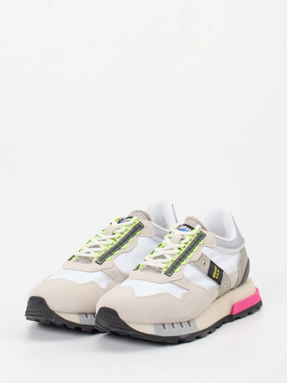 Blauer – Retro-Sneaker aus Veloursleder mit Neonakzent