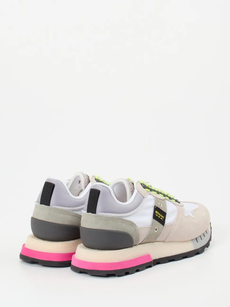 Blauer – Retro-Sneaker aus Veloursleder mit Neonakzent