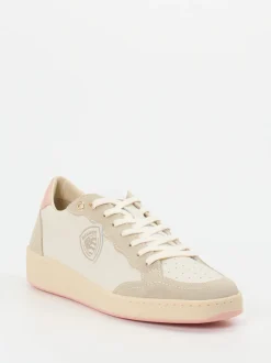 Blauer – Sneaker aus Veloursleder in Cremeweiß