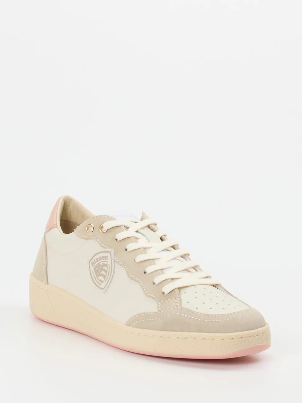 Blauer – Sneaker aus Veloursleder in Cremeweiß