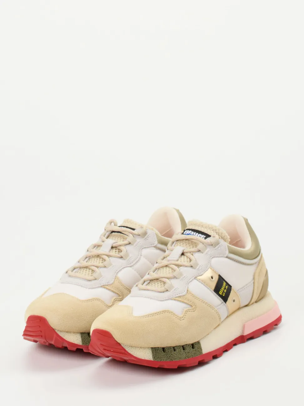 Blauer – Sneaker aus Veloursleder und Mesh beige