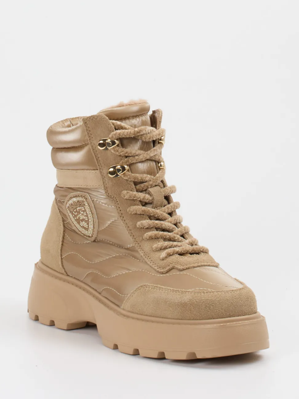Blauer – Stiefelette aus Nylon und Veloursleder Beige