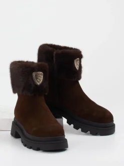 Blauer – Stiefelette aus Veloursleder dunkelbraun