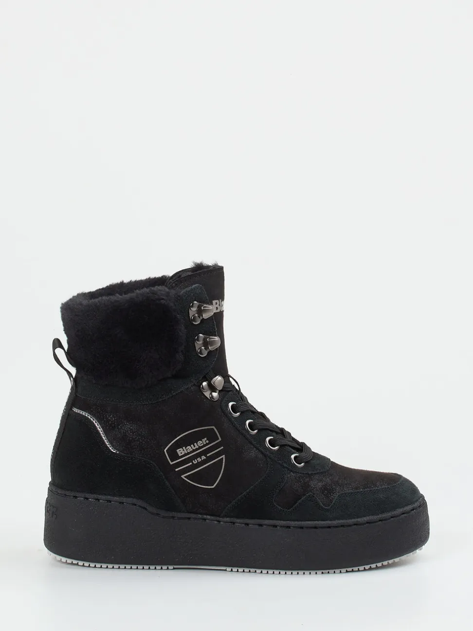 Blauer – Winter-Boots aus Veloursleder schwarz
