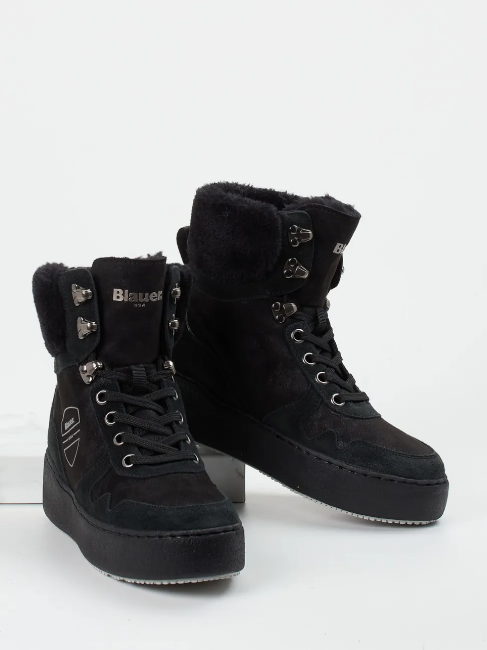 Blauer – Winter-Boots aus Veloursleder schwarz