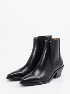 Boss – Chelsea-Stiefeletten aus Glattleder Schwarz
