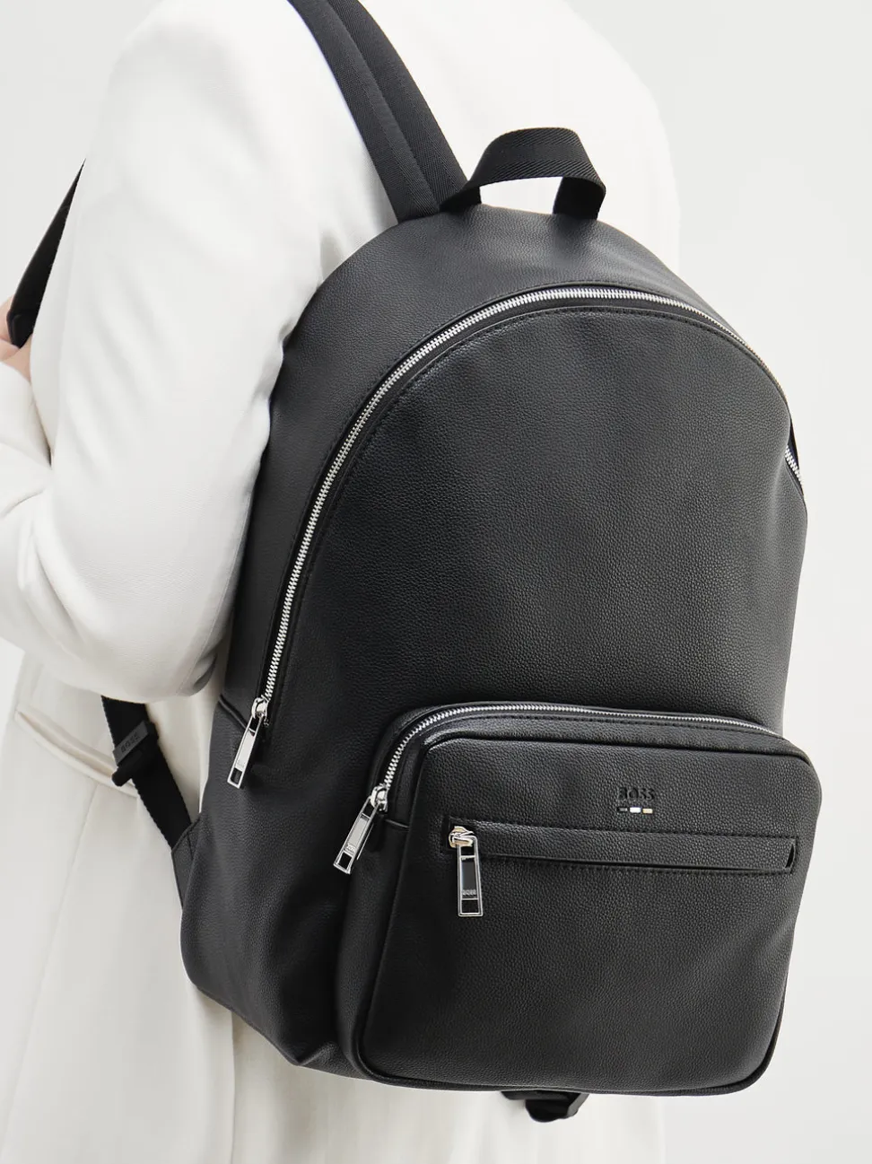 Boss – Daypack aus Textil in Lederoptik Schwarz