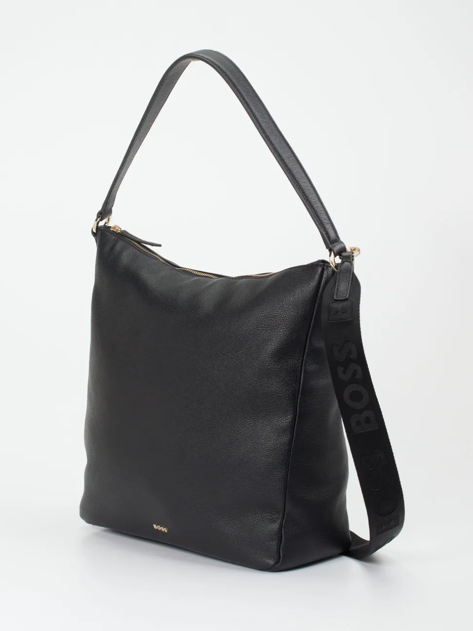 Boss – Hobo Bag aus Kalbleder in Schwarz
