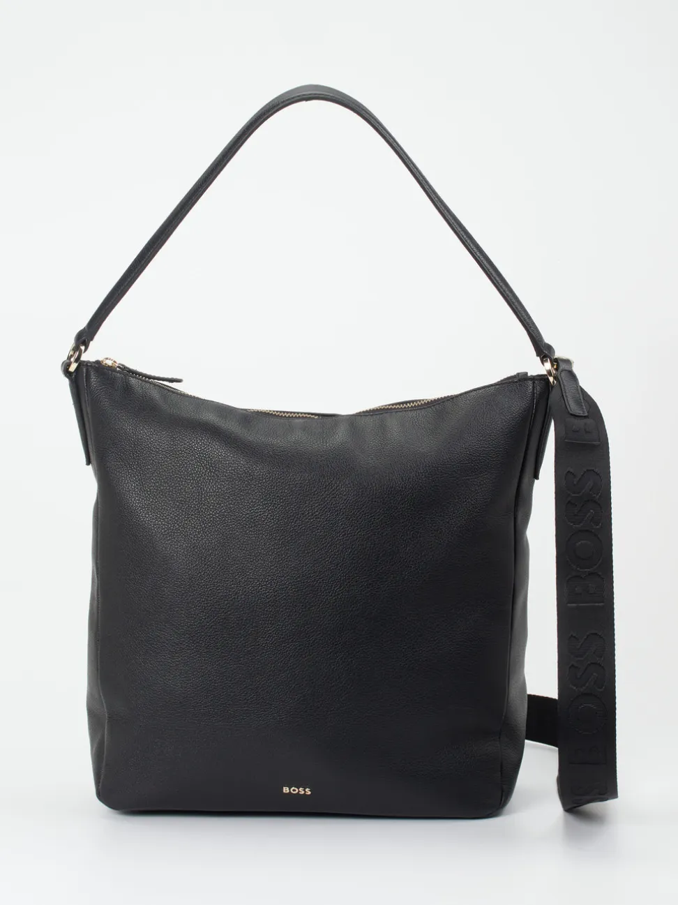 Boss – Hobo Bag aus Kalbleder in Schwarz