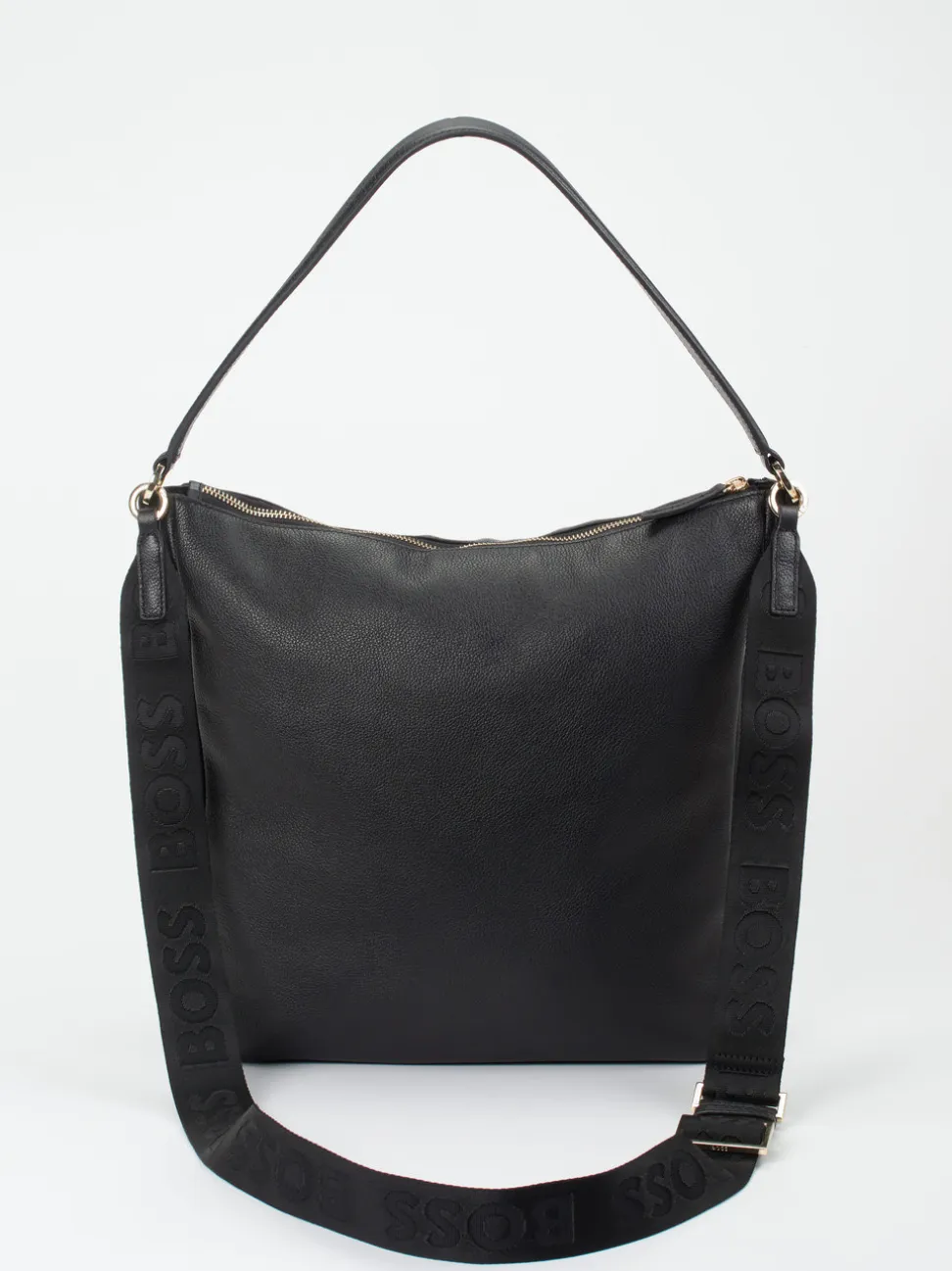 Boss – Hobo Bag aus Kalbleder in Schwarz