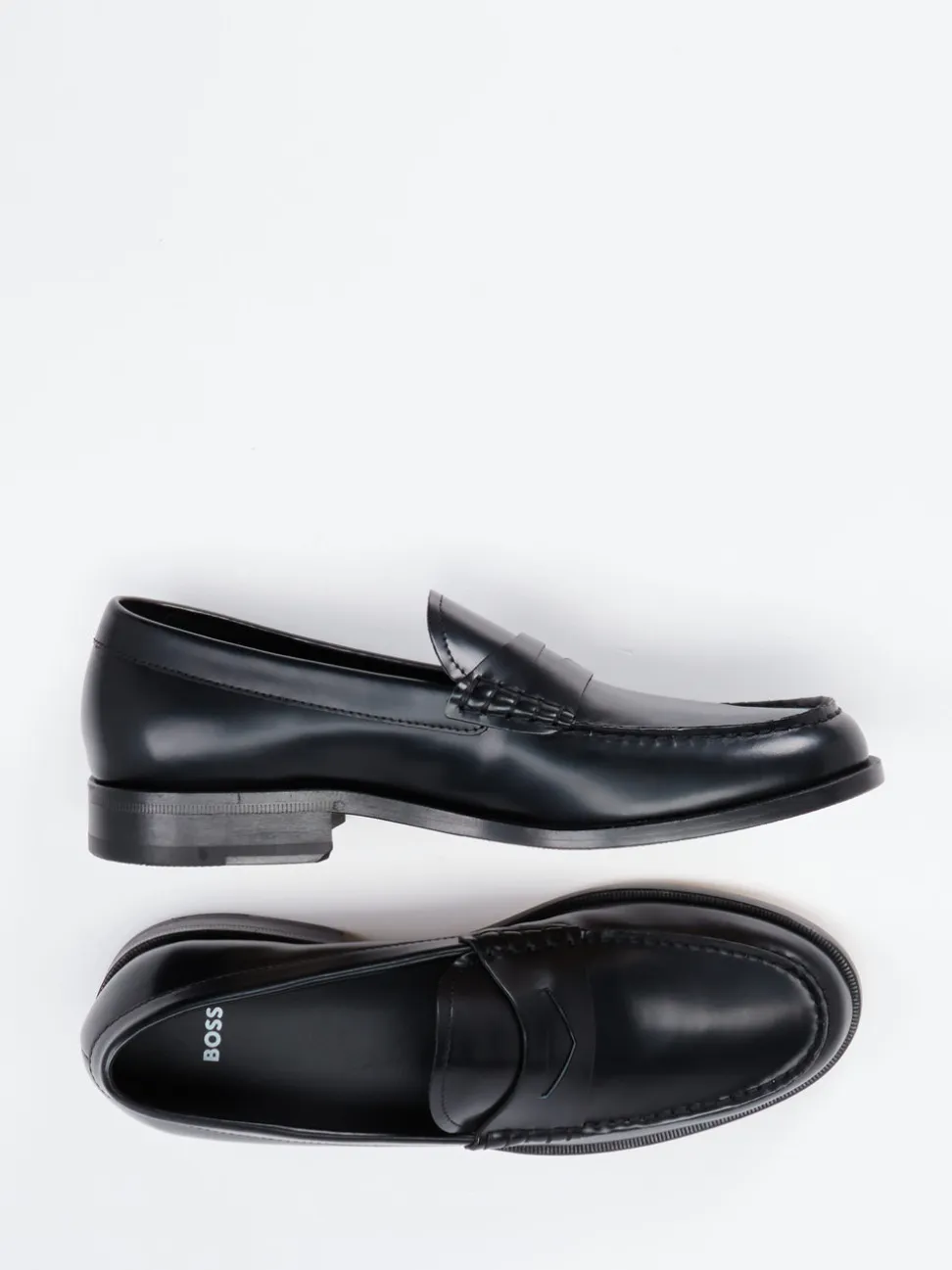 Boss – Loafer aus Kalbleder schwarz glänzend
