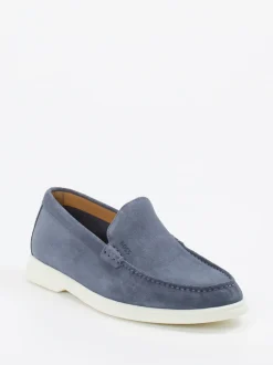 Boss – Loafer aus Veloursleder in Taubenblau