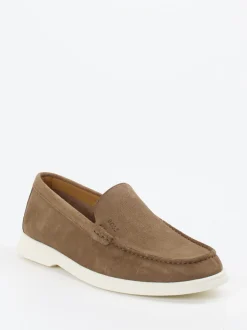Boss – Loafer aus Veloursleder in Braun