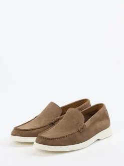 Boss – Loafer aus Veloursleder in Braun