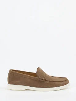 Boss – Loafer aus Veloursleder in Braun