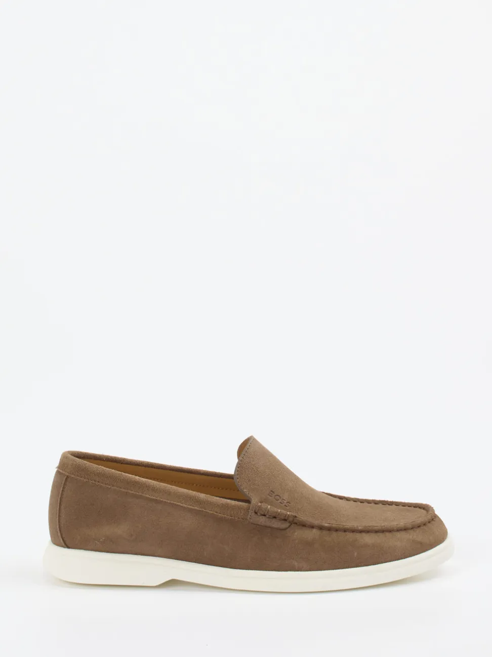 Boss – Loafer aus Veloursleder in Braun