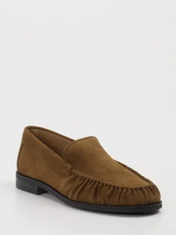 Boss – Loafer aus Veloursleder in Braun