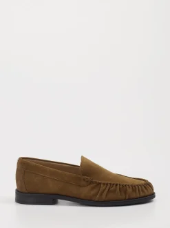 Boss – Loafer aus Veloursleder in Braun