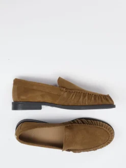 Boss – Loafer aus Veloursleder in Braun